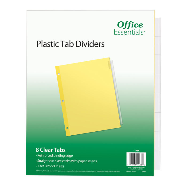 Avery Office Essentials Insertable Dividers, 8-Tab, 8 1/2in x 11in, Buff/Clear (Min Order Qty 77) MPN:UD2138C