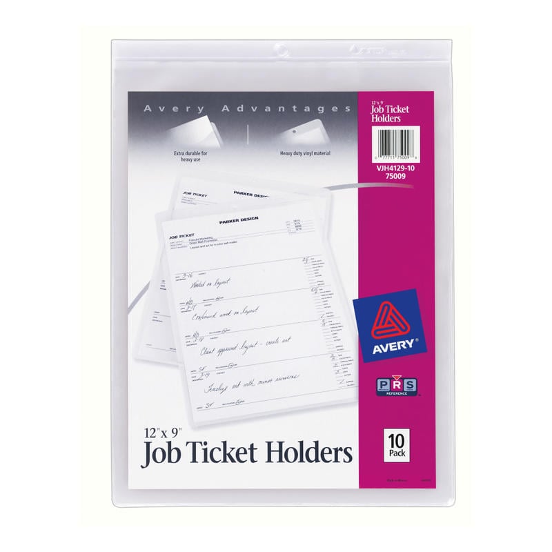 Avery Vinyl Job Ticket Holder, 9in x 12in, Pack Of 10 (Min Order Qty 5) MPN:75009