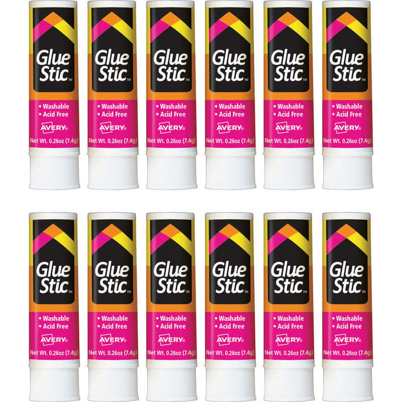 Avery Permanent Glue Stic - 0.26 fl oz - 12 / Box - White (Min Order Qty 8) MPN:00166BX