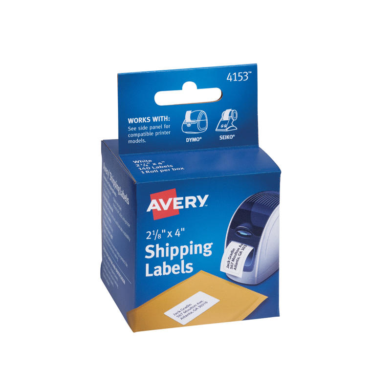 Avery Multipurpose Permanent Thermal Labels, AVE4153, 4in x 2 1/8in, Roll Of 140, White (Min Order Qty 5) MPN:4153