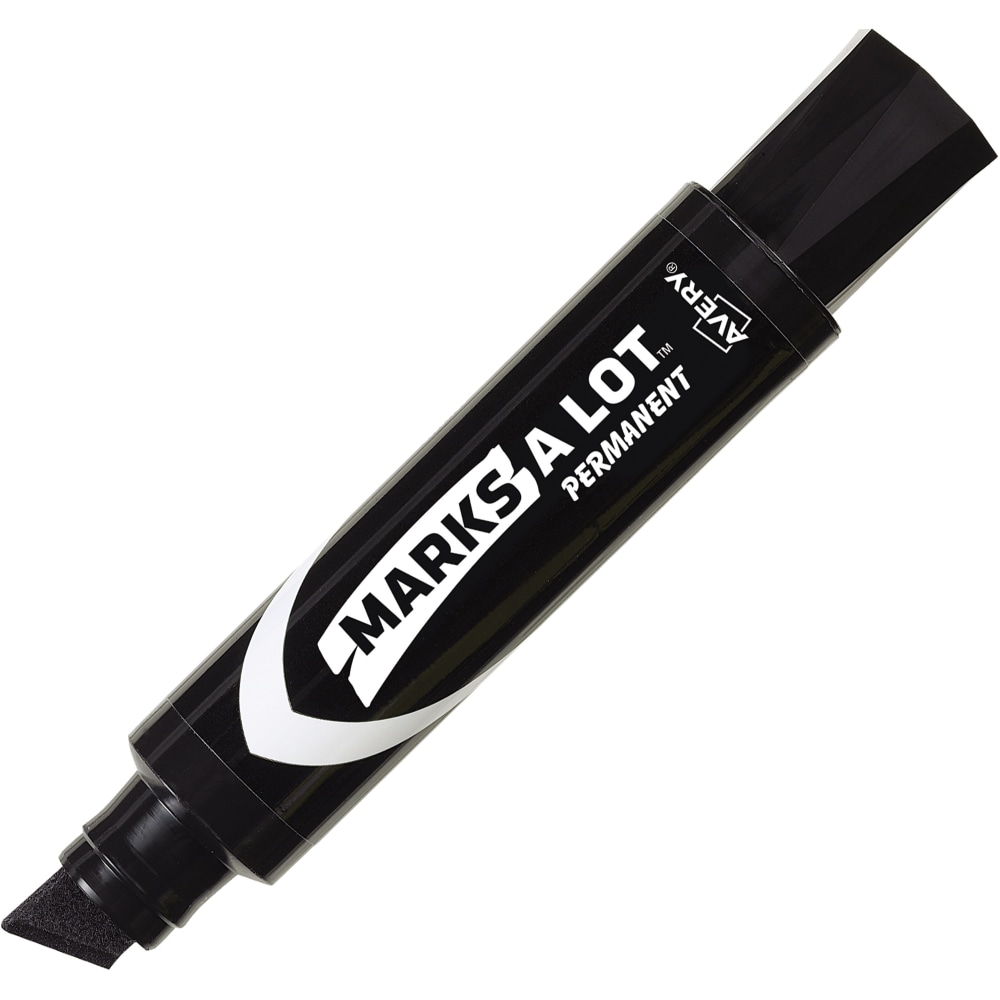 Avery Marks A Lot Permanent Markers - Jumbo Desk-Style Size - Chisel Marker Point Style - Black - Black Barrel - 1 Dozen (Min Order Qty 2) MPN:24148