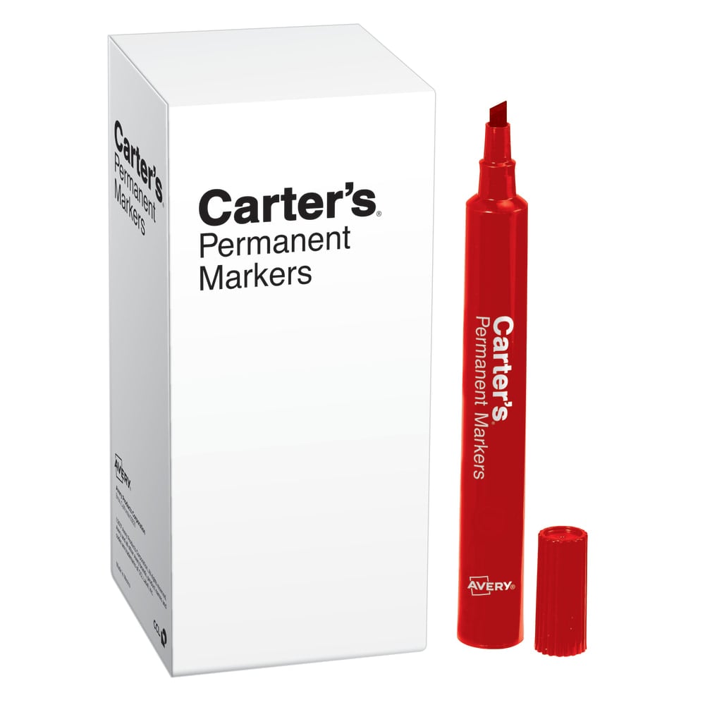 Avery Carters Permanent Markers, Chisel Tip, Large Desk-Style Size, Red (Min Order Qty 71) MPN:27177