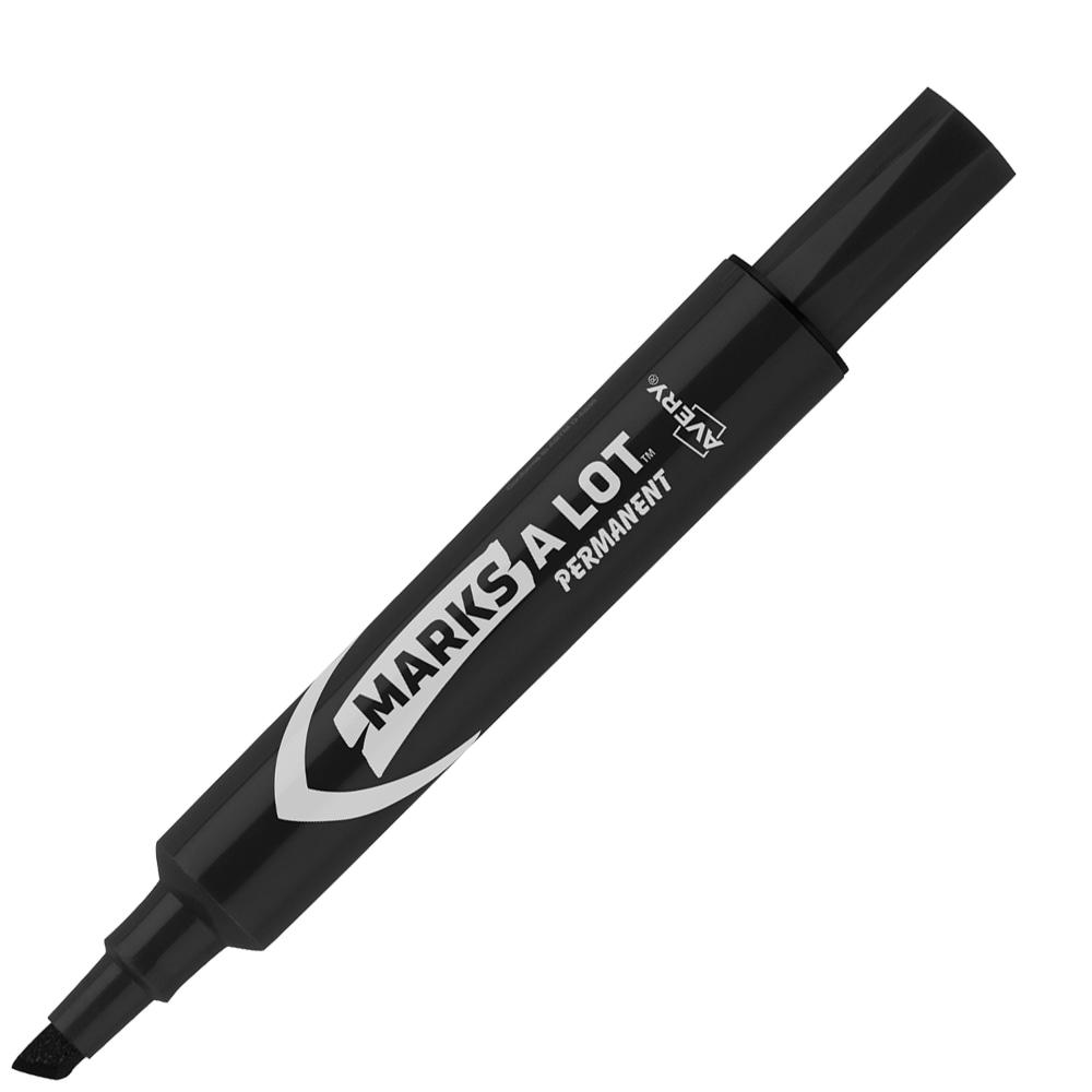 Avery Marks A Lot Permanent Markers, Chisel Point, Black, Pack Of 12 Markers (Min Order Qty 7) MPN:7888