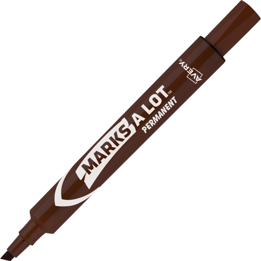 Avery Large Desk-Style Permanent Markers, Chisel Point, 4.76 mm, Brown, Pack Of 12 (Min Order Qty 6) MPN:08881