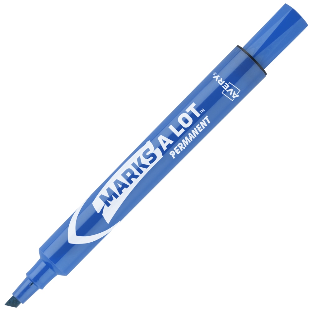 Avery Marks A Lot Permanent Markers, Chisel Tip, Large Desk-Style Size, Blue, Pack Of 12 (Min Order Qty 8) MPN:8886