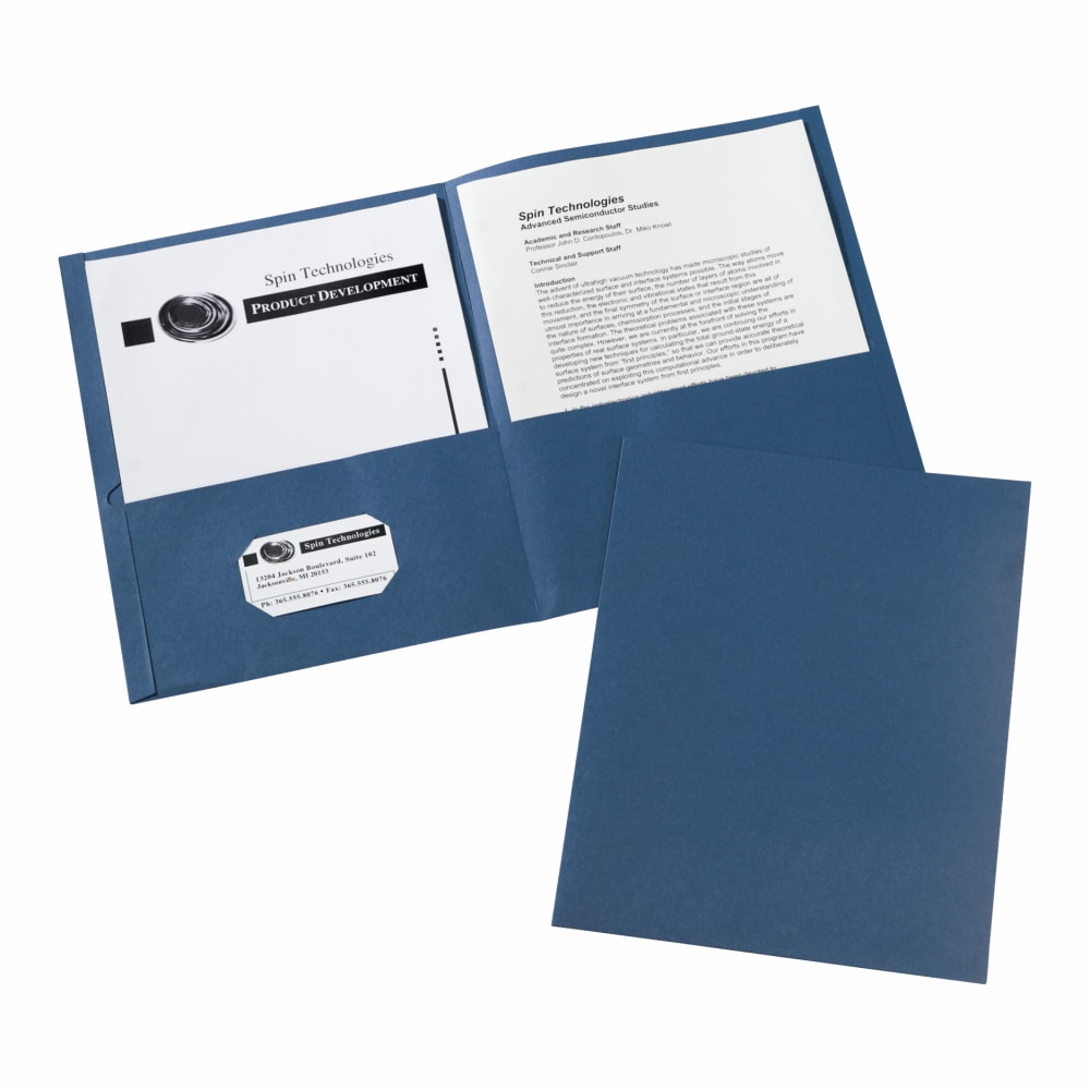 Avery Two Pocket Folders, 8-1/2in x 11in, Dark Blue, Box Of 25 (Min Order Qty 7) MPN:47985