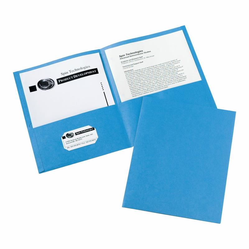 Avery 2-Pocket Folders, Letter Size, Light Blue, Pack Of 25 (Min Order Qty 4) MPN:47986