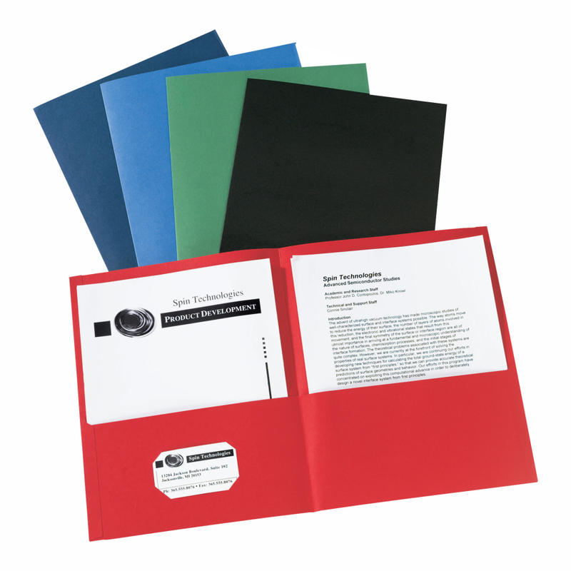 Avery Two Pocket Folders, 8-1/2in x 11in, Assorted (Black, Dark Blue, Green, Light Blue, Red), Box Of 25 (Min Order Qty 7) MPN:47993