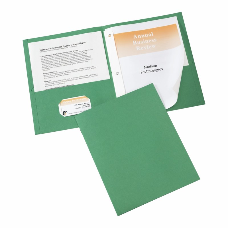 Avery 2-Pocket Folders With Fasteners, Letter Size, Green, Pack Of 25 (Min Order Qty 4) MPN:47977