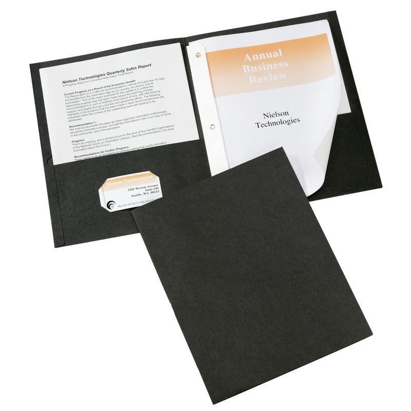 Avery Two Pocket Folders With 3 Prong Fasteners, 8-1/2in x 11in, Holds 70 Sheets, Black, Box Of 25 Folders (Min Order Qty 5) MPN:47978