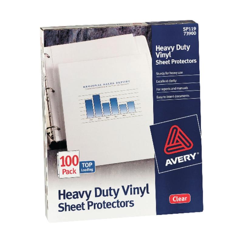 Avery Heavy-Duty Vinyl Sheet Protectors, 8 1/2in x 11in, Top Loading, Pack Of 100 (Min Order Qty 3) MPN:73900