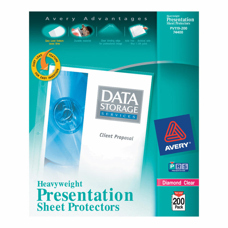 Avery Diamond Clear Heavyweight Sheet Protectors, 8 1/2in x 11in, Top Loading, Pack Of 200 (Min Order Qty 2) MPN:74400