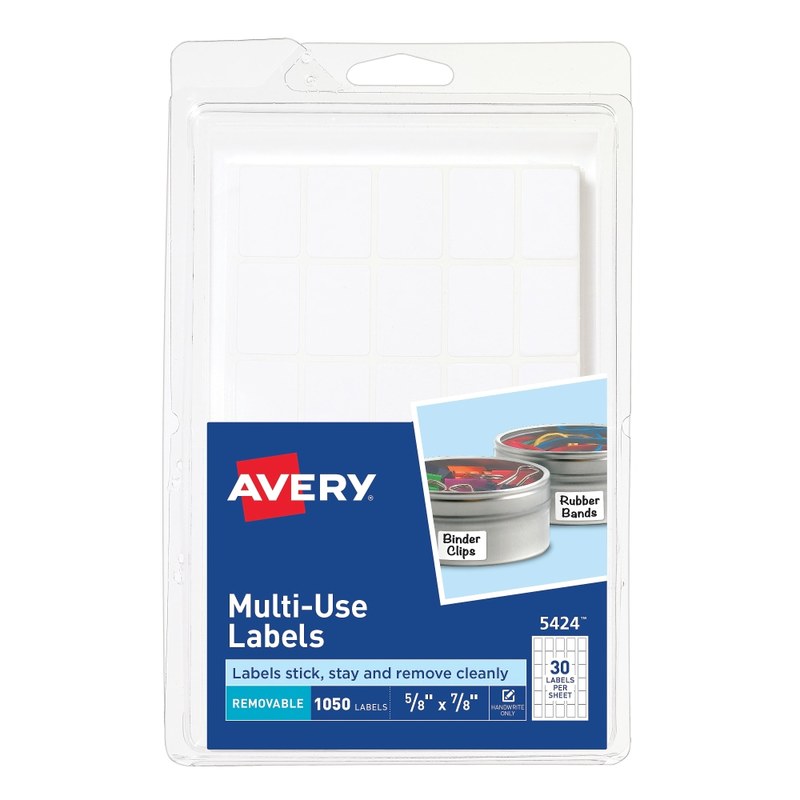 Avery Removable Labels, Non-Printable, 5424, Rectangle, 5/8in x 7/8in, White, Pack Of 1,050 Small Stickers (Min Order Qty 8) MPN:5424