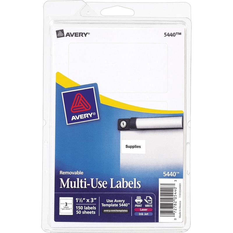 Avery Removable Labels, 5440, Rectangle, 1-1/2in x 3in, White, Pack Of 150 (Min Order Qty 10) MPN:5440