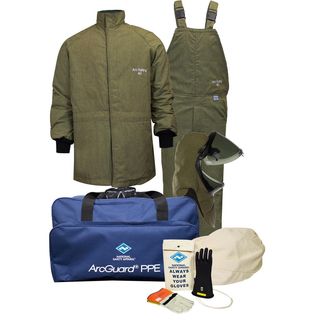 Arc Flash Clothing Kits, Protection Type: Arc Flash , Garment Type: Bib Overalls, Coat, Gloves, Hoods , Maximum Arc Flash Protection (cal/Sq. cm): 40.00  MPN:KIT4SCLT40LFLG0