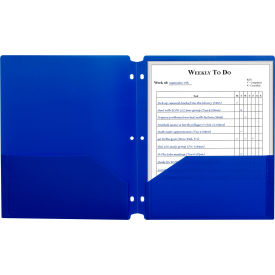 C-Line® Two-Pocket Poly Portfolio Folder with 3-Hole Punch Blue 25/Set 33935-BX