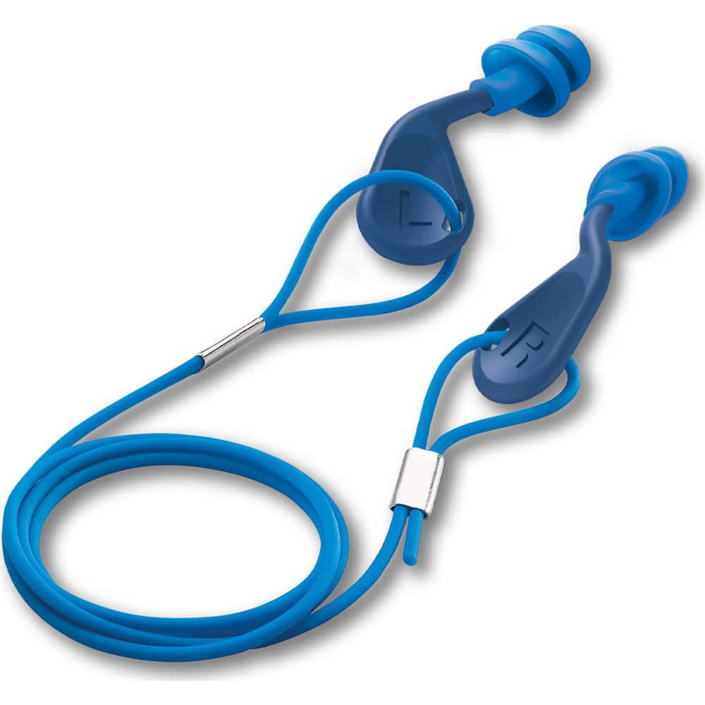 Earplugs, Attachment Style: Corded , Noise Reduction Rating (dB): 25.00 , Insertion Method: Push-In Stem , Plug Shape: Taper End , Plug Color: Blue  MPN:18-34001