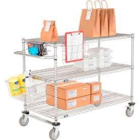 Nexel® Chrome Curbside Cart w/3 Shelves & Polyurethane Casters 30