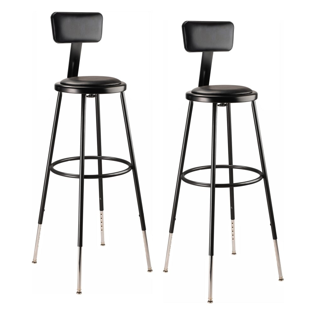 National Public Seating 6400 Series Adjustable-Height Padded Stools With Backrests, Black, Pack Of 2 Stools MPN:6430HB-10/2