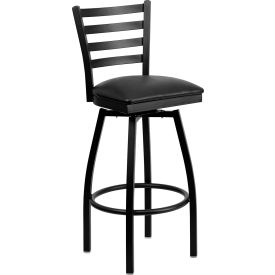 Flash Furniture Ladder Back Swivel Metal Barstool - Vinyl - Black - Hercules Series 6F8B-LADSWVL-BLKV-GGXU-