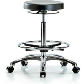 Blue Ridge Ergonomics™ Cleanroom Stool with Casters - High Bench Height - Black CLR-PHBSO-CR-CF-CC-BLK