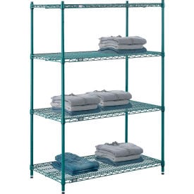 Nexel® 4 Shelf Poly-Green® Wire Shelving Unit Starter 42