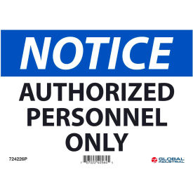GoVets™ Notice Authorized Personnel Only 7x10 Pressure Sensitive Vinyl 226P724