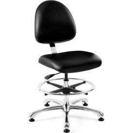 Bevco Integra Antibacterial Vinyl Upholstered Chair Mid-Back Aluminum Base Black 9550M-S-V-BLK