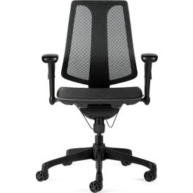 Bevco Modern Mesh Chair W/ Contoured Backrest Adjustable Arms 275Lb Weight Capacity Black MM6077V