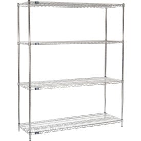 Nexel® 4 Shelf Chrome Wire Shelving Unit Starter 60