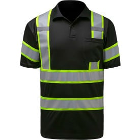 GSS Two Tone Short Sleeve Polo Shirt Polyester Black 5XL 5019-5XL