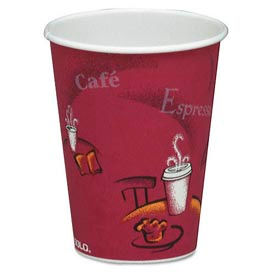 SOLO® Bistro Design Hot Drink Cups 12 Oz. Maroon 1000/Carton SLO412SIN