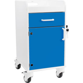 TrippNT™ Compact Bedside Cart 1 Locking Drawer White with  Blue 01534