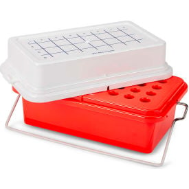 Globe Scientific™ Mini Cooler w/ Gel Filled Cover For 1.5 ml Tubes 32 Place Red 454003GC