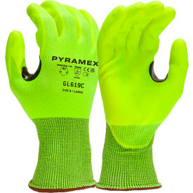 Pyramex® Cut Resistant Gloves Micro Foam Nitrile Coated ANSI A2 XL Hi-Vis Lime GL619CXL