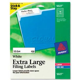 Avery® Extra-Large 1/3-Cut File Folder Labels 15/16 x 3-7/16 White 450/Pk 5027