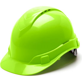 Ridgeline Vented Cap Style Hard Hat Hi-Vis Green 4-Point Ratchet Suspension - Pkg Qty 16 HP44131V