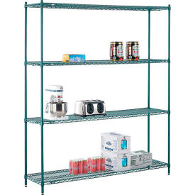 Nexel® 4 Shelf Poly-Green® Wire Shelving Unit Starter 72