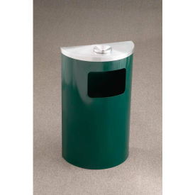 Glaro 6 Gal Half Round Ash/Urn Side Open Wall Receptacle Hunter Green/Satin Alum - 1894-HG-SA-WM189 1894-HG-SA-WM189