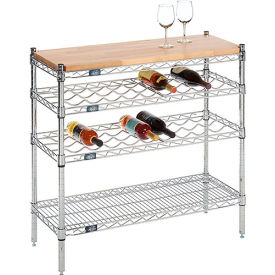 Nexel® Chrome Wine Display Unit - Wood Top - 48