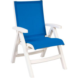 Grosfillex® Jamaica Beach Midback Folding Chair Blue Sling w/ A White Resin Frame - Pkg Qty 2 UT097004