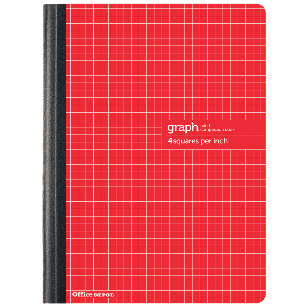 Office Depot Brand Composition Book, 7-1/2in x 9-3/4in, Quadrille Ruled, 80 Sheets, Red (Min Order Qty 52) MPN:CJV202238