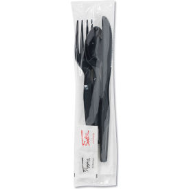 Dixie® Wrapped Tableware w/ Napkin Packets & Fork/Knife/Spoon/Napkin Black Pack of 250 CH56NSPC7