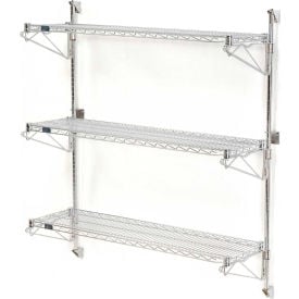 Nexel® Chrome Adjustable Wall Mount Wire Shelving 3 Shelf Starter 24