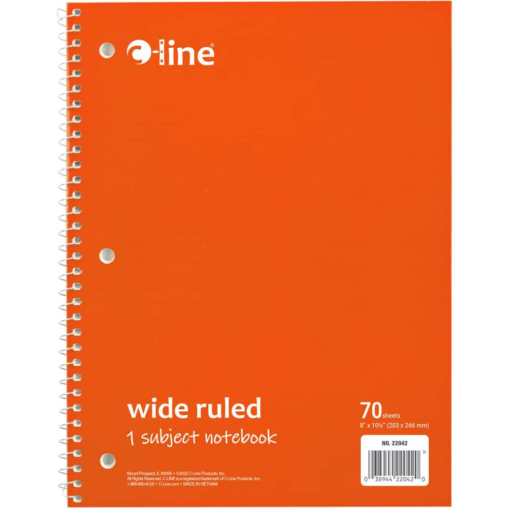 Note Pads, Writing Pads & Notebooks, Product Type: Wide Ruled Spiral-Notebook , Paper Color: White , Style of Rule: Wide , Cover Color: Orange  MPN:22042-CT