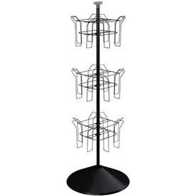 Rotating Literature Display w/ 12 Oversized Wire Pockets & Round Base Black 2103M