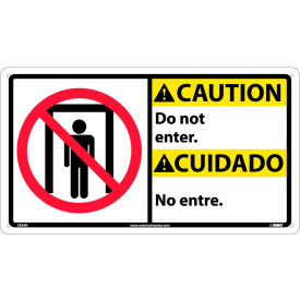 Bilingual Plastic Sign - Caution Do Not Enter CBA9R