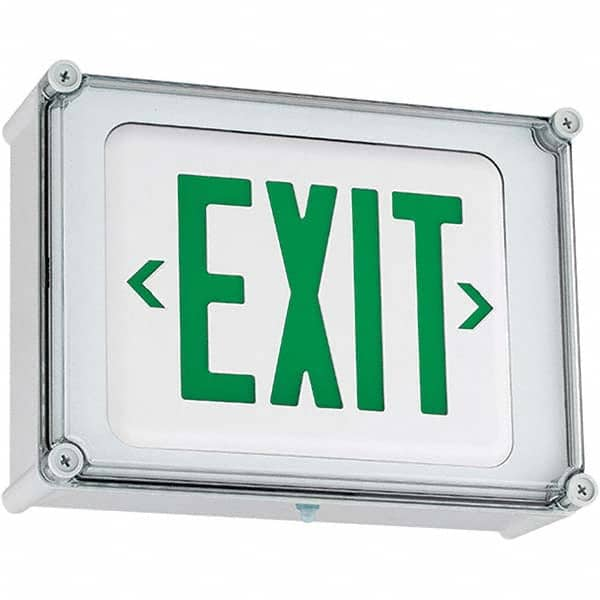 Illuminated Exit Signs, Number of Faces: 1 , Letter Color: Green , Housing Material: Polycarbonate , Housing Color: White , Voltage: 120/277 V  MPN:93075412