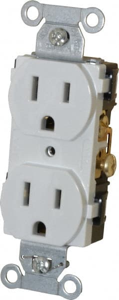 Straight Blade Duplex Receptacle: NEMA 5-15R, 15 Amps, Self-Grounding MPN:CR15WHI