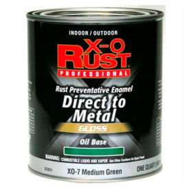 X-O Rust Oil Base DTM Enamel Gloss Finish Medium Green Quart - 372011 372011